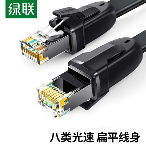 绿联网线——扁平八类万兆CAT8光速扁线，家用宽带与电脑路由连接的极佳选择